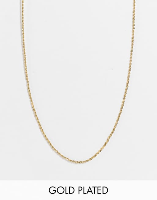 ASOS DESIGN - Collier à petits maillons corde en plaqué or 14 carats