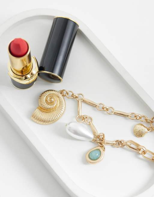 ASOS DESIGN - Collier asymétrique orné de breloques océan - Doré, 2 de 4