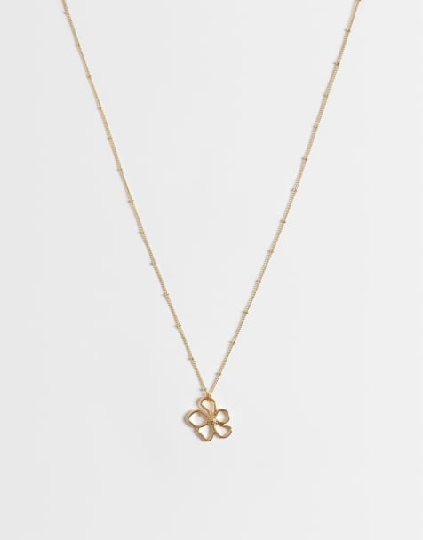 ASOS DESIGN - Collier avec chaîne fine et pendentif fleur - Doré - view 1