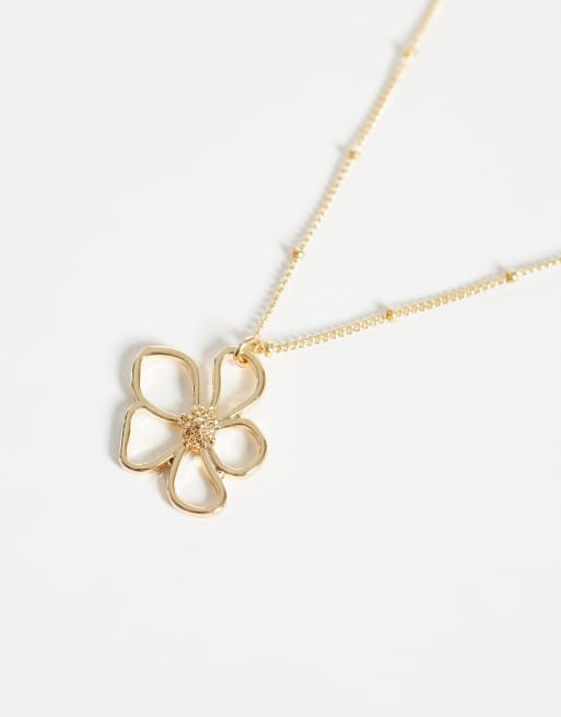 ASOS DESIGN - Collier avec chaîne fine et pendentif fleur - Doré, 4 de 4