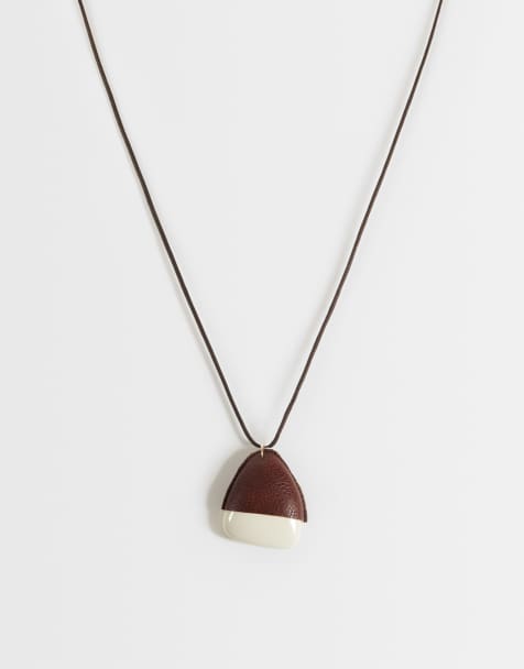 ASOS DESIGN collier avec détail en PU et pierres crème serties - view 1