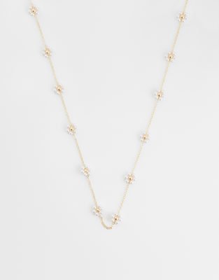 ASOS DESIGN - Collier avec fleurs en perles fantaisie - Doré