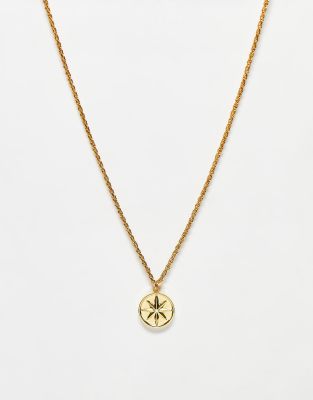 ASOS DESIGN necklace with compass pendant in 14k gold plate - ASOS Price Checker