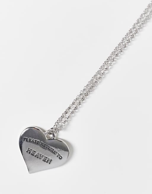 ASOS DESIGN - Collier avec pendentif cœur à inscription « Return to Heaven » - Argenté, 2 de 4