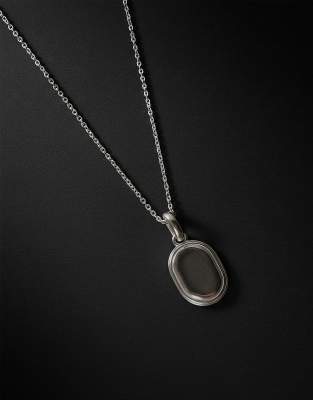 ASOS DESIGN - Collier avec pendentif ovale en argent massif - Argenté