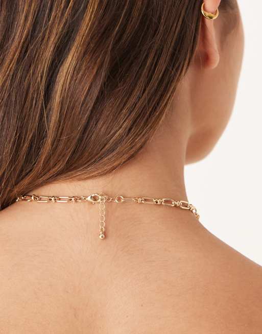 ASOS DESIGN - Collier avec pendentif oversize en pierre œil de tigre - Doré, 3 de 3