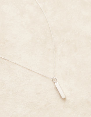 ASOS DESIGN - Collier avec pendentif simple en argent massif - Argenté-Doré