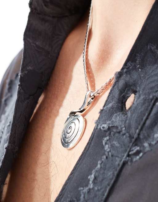 ASOS DESIGN - Collier avec pendentif spirale rond en métal - Argenté  , 2 de 4