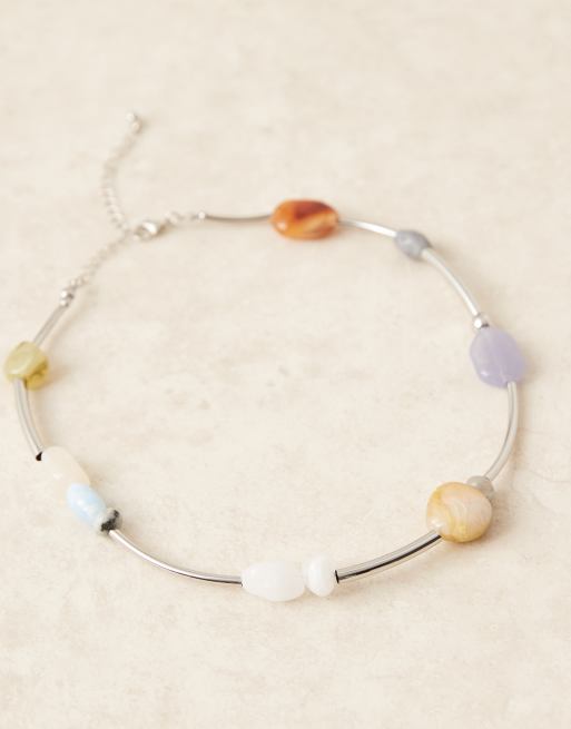 ASOS DESIGN - Collier avec perles abstraites - Argenté, 2 de 3