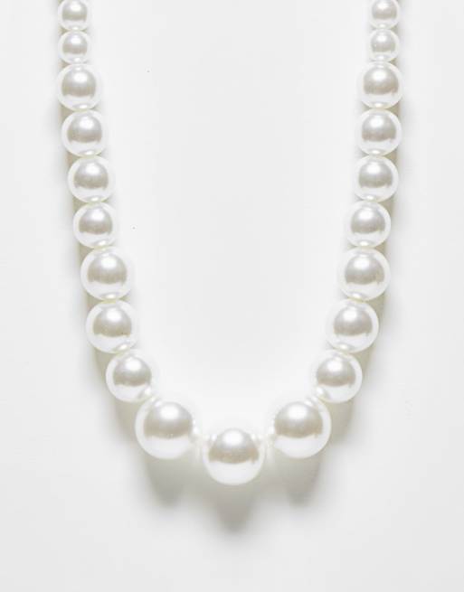ASOS DESIGN - Collier avec perles nacrées de taille progressive