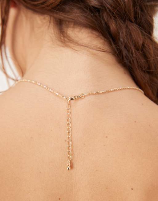 ASOS DESIGN - Collier avec pierre semi-précieuse et pendentif cœur en quartz rose - Doré, 3 de 3