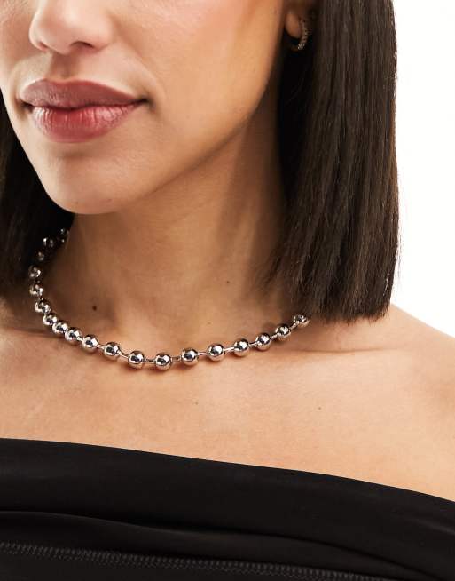 ASOS DESIGN - Collier chaîne à boules - Argenté