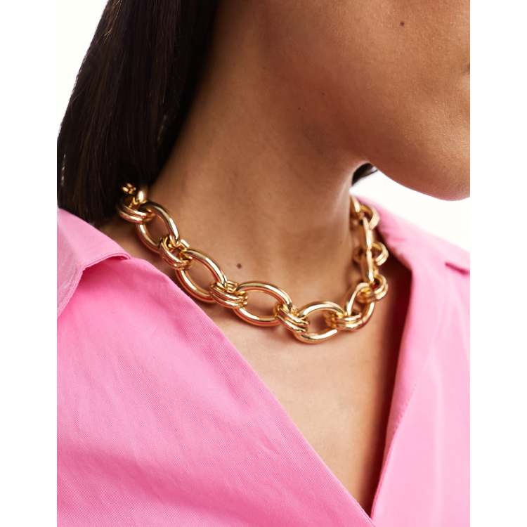 ASOS DESIGN Collier chaîne à gros maillons ronds Doré ASOS
