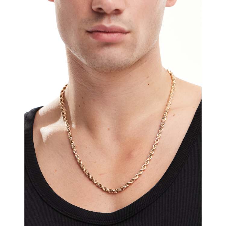 ASOS DESIGN Collier chaîne à maillons corde effet torsadé Doré