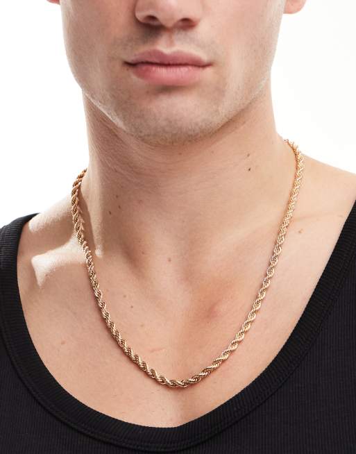 ASOS DESIGN - Collier chaîne à maillons corde effet torsadé - Doré 