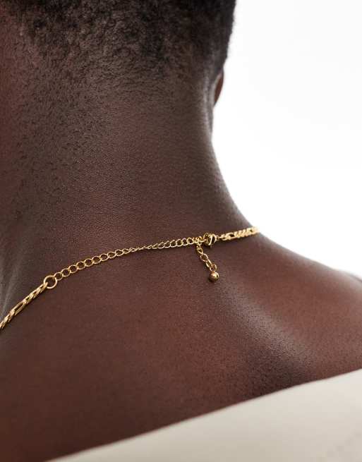 ASOS DESIGN - Collier chaîne à maillons figaro en acier inoxydable étanche - Doré , 2 de 4
