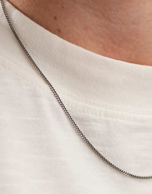 ASOS DESIGN - Collier chaîne à maillons incurvés en argent massif - Argenté, 3 de 4