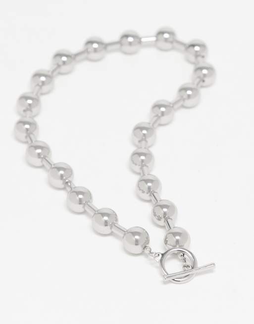 ASOS DESIGN - Collier chaîne à maillons ronds chunky avec barre en T - Argenté 