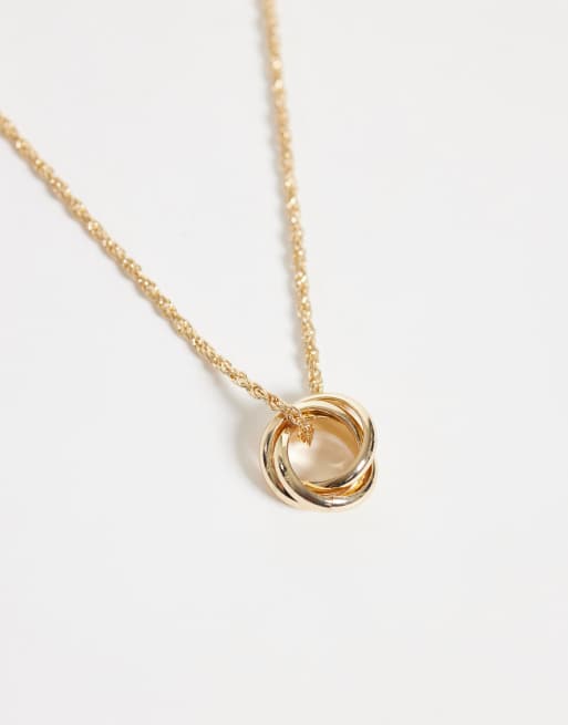 ASOS DESIGN collier chaîne avec pendentif à détail nœud finition dorée, 3 de 4