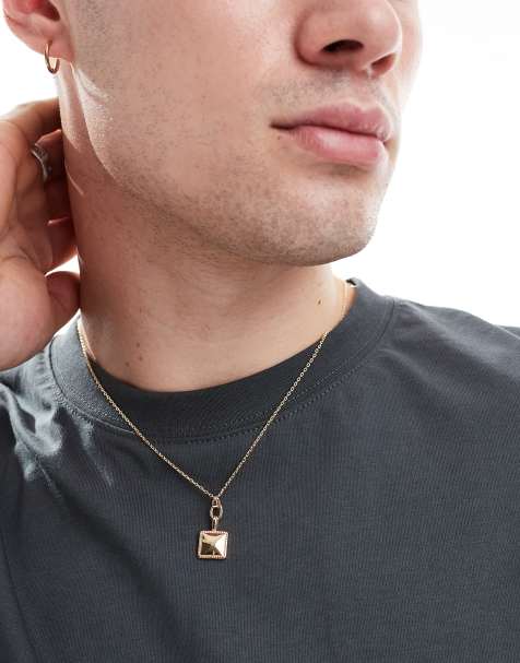 ASOS DESIGN - Collier chaîne avec pendentif carré - Doré - view 1