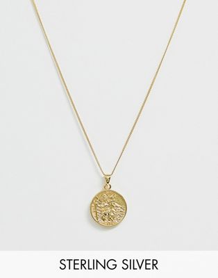 Colliers Collier chaîne avec pendentif Saint-Christophe en argent massif plaqué or 14 carats