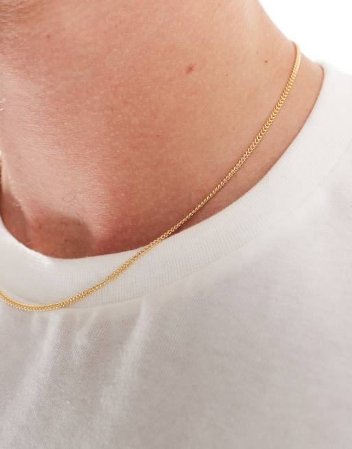 ASOS DESIGN - Collier chaîne court en argent massif plaqué or 14 carats , 3 de 4