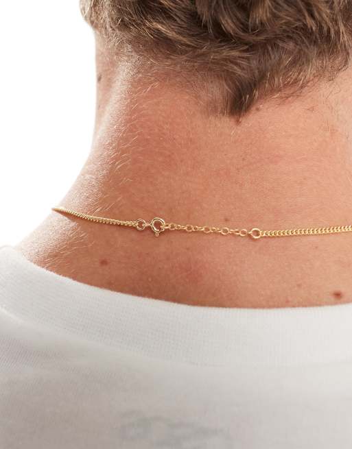 ASOS DESIGN - Collier chaîne court en argent massif plaqué or 14 carats , 4 de 4