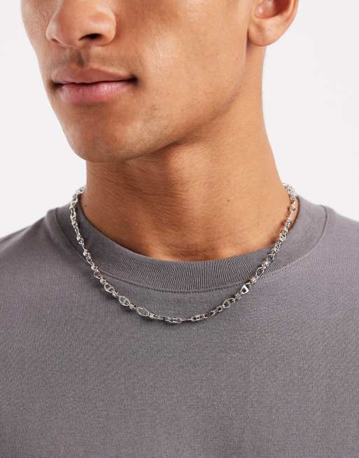 ASOS DESIGN - Collier chaîne en acier inoxydable étanche à maillons marins fins - Argenté