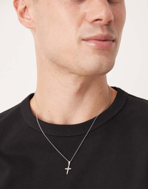 ASOS DESIGN - Collier chaîne en acier inoxydable étanche avec pendentif croix - Argenté - view 1