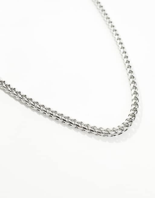 ASOS DESIGN - Collier chaîne en acier inoxydable imperméable à maillons carrés - Argenté, 3 de 4