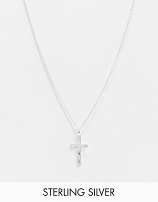 Homme Collier chaîne en argent massif avec pendentif croix - Argent