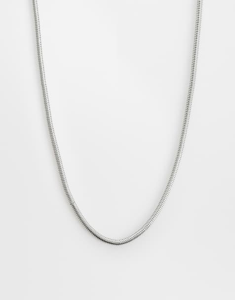 ASOS DESIGN - Collier chaîne en maille serpent arrondie - Argenté - view 1
