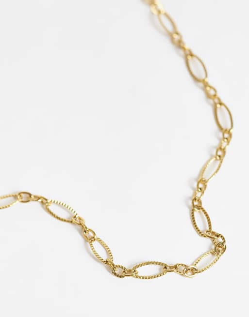 ASOS DESIGN collier chaîne fine à maillons en acier inoxydable imperméable ton doré, 2 de 4