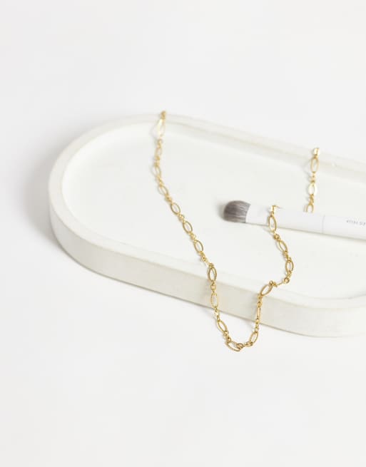 ASOS DESIGN collier chaîne fine à maillons en acier inoxydable imperméable ton doré, 4 de 4