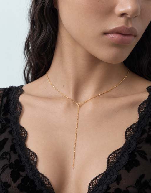 ASOS DESIGN collier chaîne fine lariat plaqué or 14 carats, 2 de 5