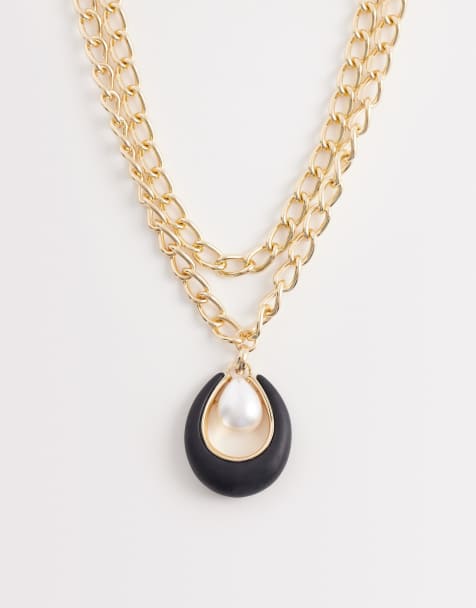 ASOS DESIGN - Collier chaîne multi-rangs avec détails en résine - Doré - view 1