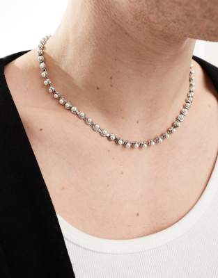 ASOS DESIGN - Collier chaîne orné de perles fantaisie - Argenté