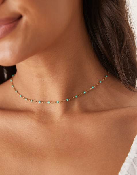 ASOS DESIGN - Collier chaîne style pointillé à perles en acier inoxydable résistant à l'eau - view 1