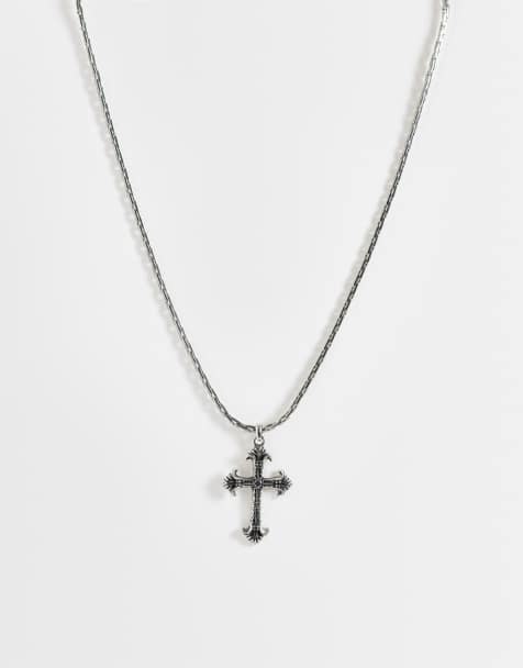 ASOS DESIGN - Collier chunky à pendentif croix - Argenté - view 1