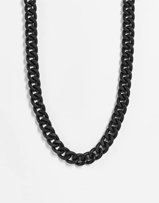 ASOS DESIGN - Collier court à maillons épais - Noir mat