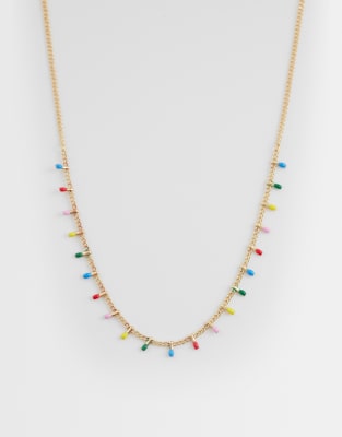 ASOS DESIGN - Collier court à perles multicolores - Doré