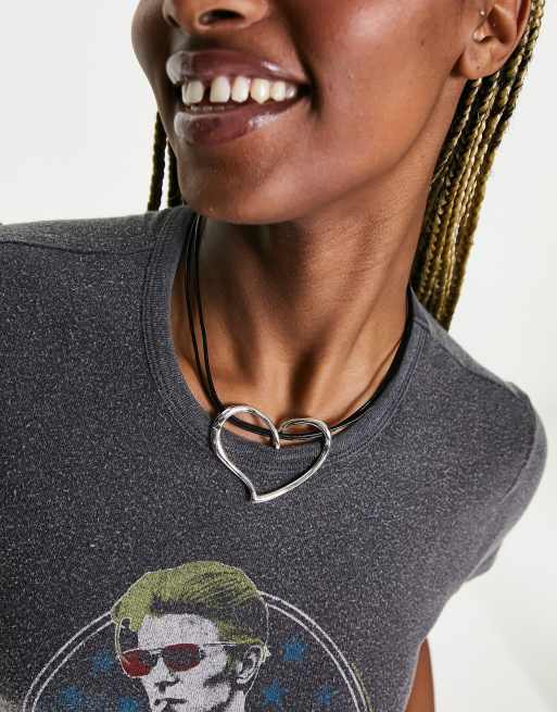 ASOS DESIGN - Collier court avec pendentif cœur - Argenté