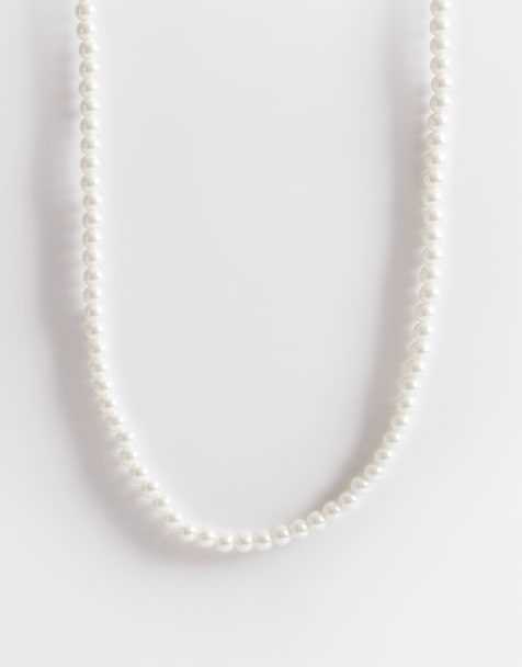 ASOS DESIGN - Collier court avec perles fantaisie en verre 6 mm - Blanc - view 1