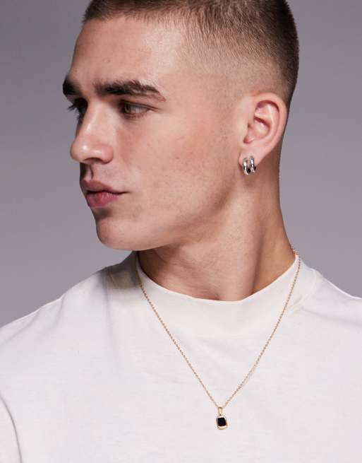 ASOS DESIGN - Collier en acier inoxydable avec chaîne et pendentif carré - Doré