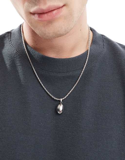 ASOS DESIGN - Collier en acier inoxydable étanche à maillons carrés avec pendentif - Argenté