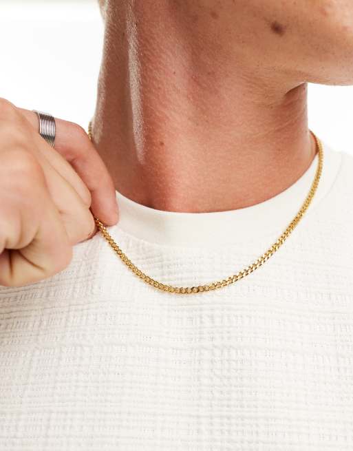 ASOS DESIGN - Collier en acier inoxydable étanche à maillons incurvés - Doré 