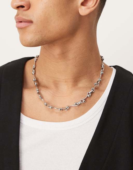 ASOS DESIGN - Collier en acier inoxydable étanche avec maillons boules - Argenté