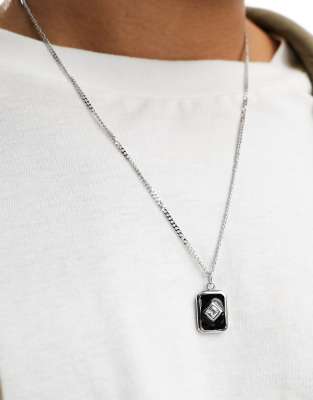 ASOS DESIGN waterproof stainless steel necklace with square pendant in silver tone - ASOS Price Checker
