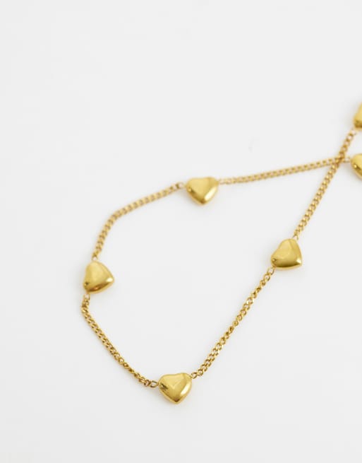 ASOS DESIGN - Collier en acier inoxydable imperméable avec pendentif cœur - Doré, 3 de 4