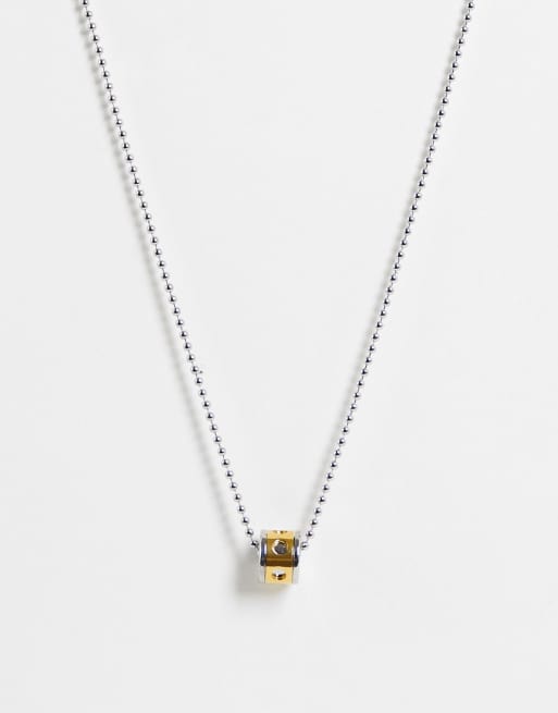 ASOS DESIGN - Collier en acier inoxydable imperméable avec pendentif rotatif - Métaux variés